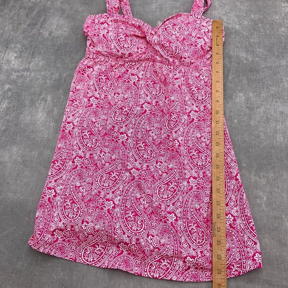 Lands End Swim Tankini Women 6 Pink White Floral Twist Front Pad Bra Top 1pc - Picture 5 of 8